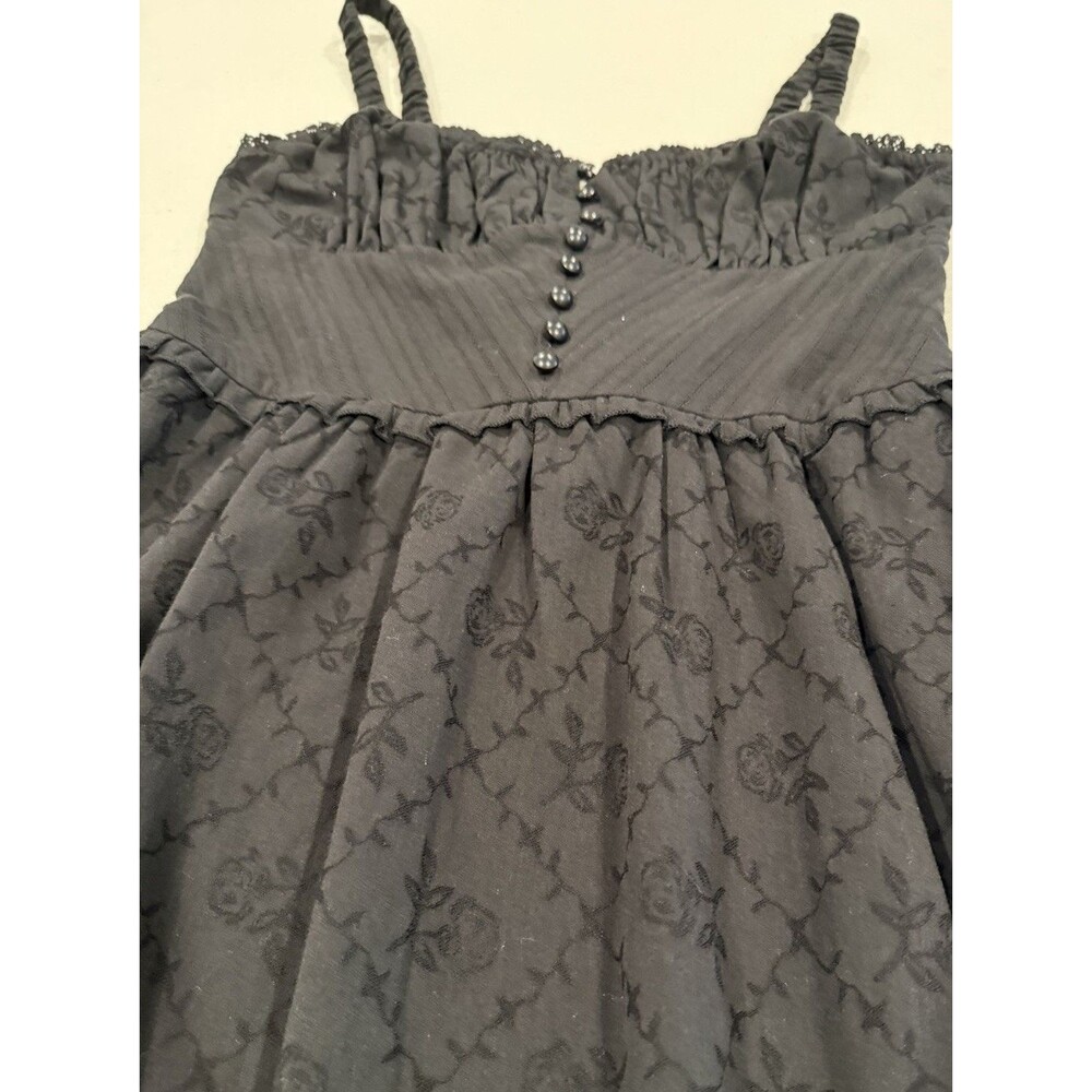 Commense Midi Tank Dress Medium Black Cotton Whimsigoth Dark Romantic Corset